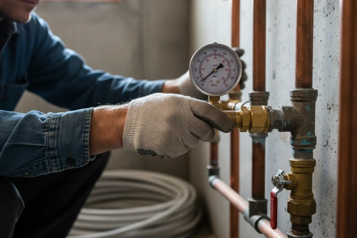 Pressure testing a repaired line during Water Line Repair in Yerington